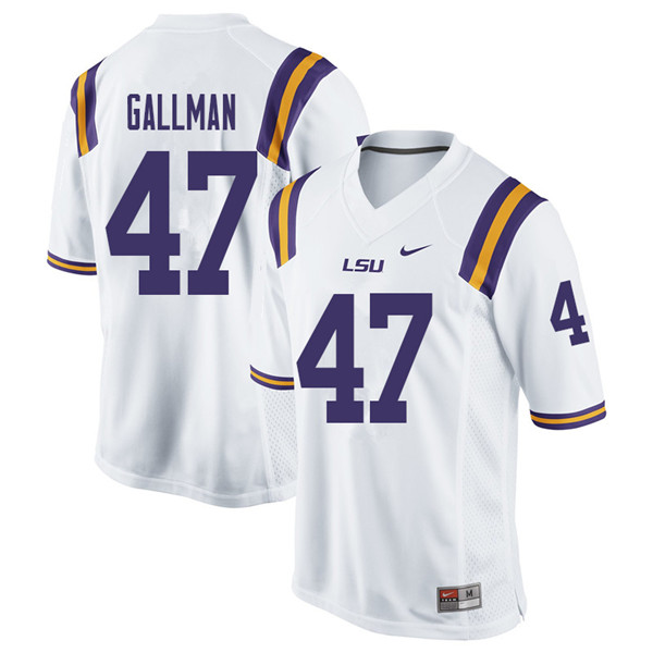 Men #47 Trey Gallman LSU Tigers College Football Jerseys Sale-White
